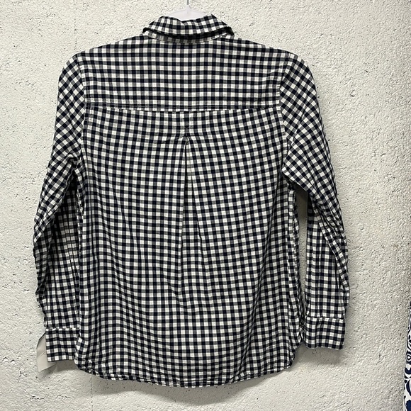 Old Navy The Classic Short Navy Blue Gingham Check Cotton Button Down Small - Picture 4 of 7